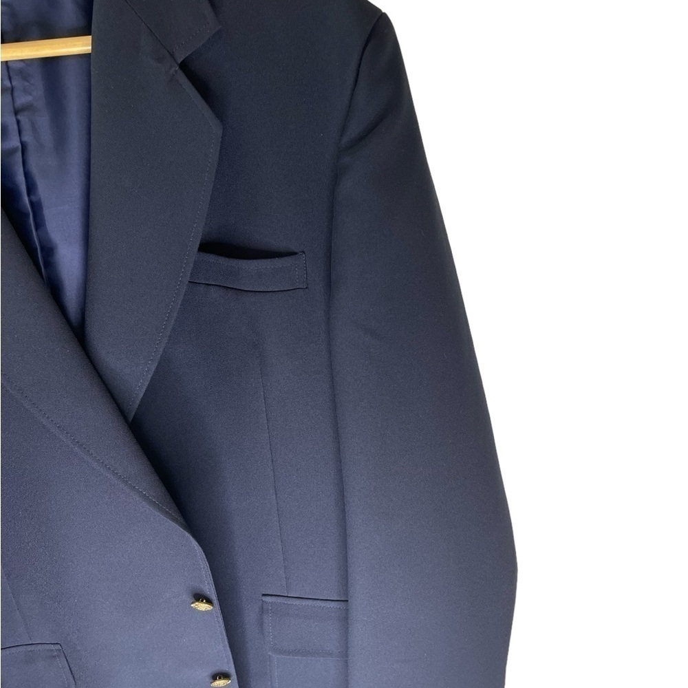 Edward’s Navy Blue Men’s Blazer size 48 L single breasted gold metal buttons - Picture 6 of 7